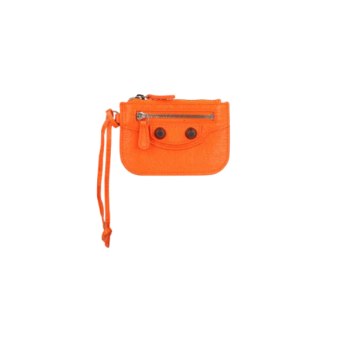 Balenciaga Le Cagole Leather Coin Purse Fluo Orange