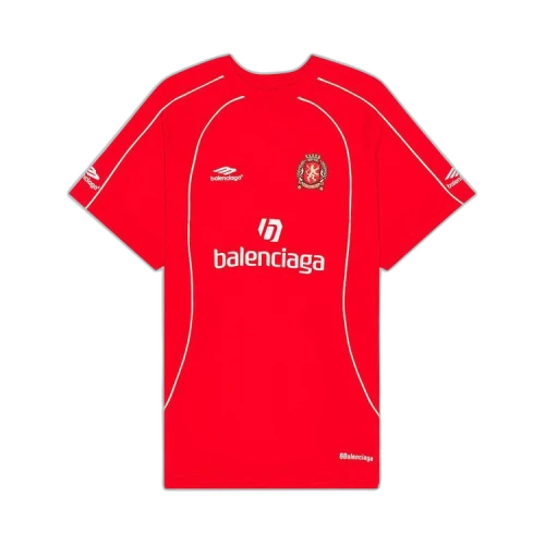 Balenciaga Oversized Soccer T-Shirt 'Sporty Red/White'