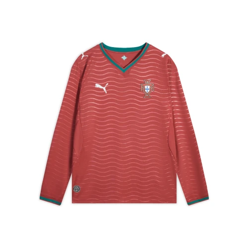 PUMA Portugal Home Long Sleeve Soccer Jersey 'Club Red Green Lagoon'