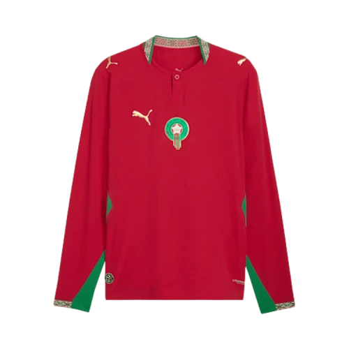 PUMA Morocco 2026 Authentic Home Long Sleeve Jersey 'Fast Red Victory Gold'