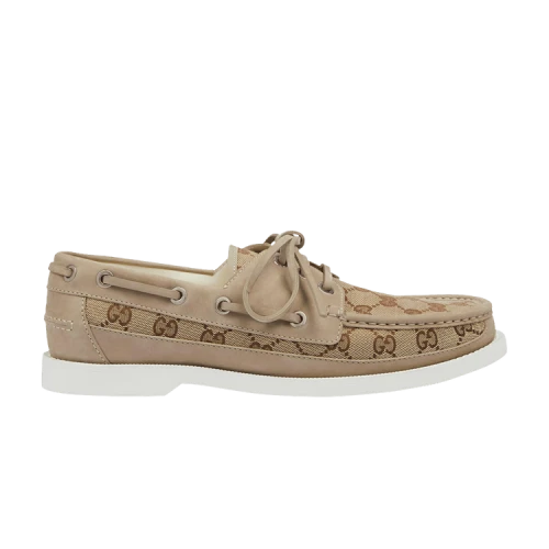 Gucci Lace Up Loafer 'GG Canvas - Beige Ebony'