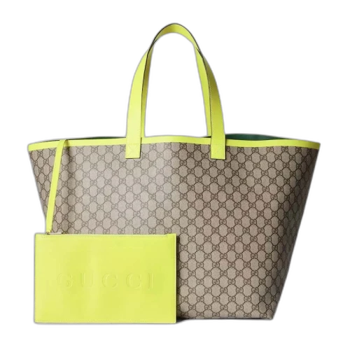 Gucci Totissima Large Tote Bag Beige/Fluorescent Yellow