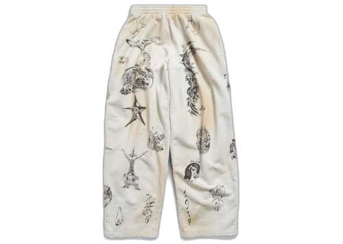 Balenciaga Men's Tat Baggy Sweatpants Beige/Brown