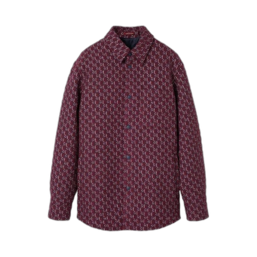 Gucci Bouclé Wool Jacquard Shirt 'Burgundy/Blue'