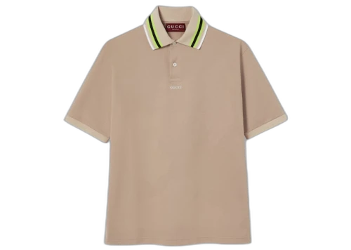 Gucci Cotton Embroidery Polo Beige