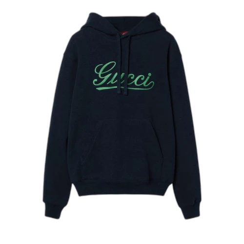 Gucci Script Logo Hoodie 'Navy'