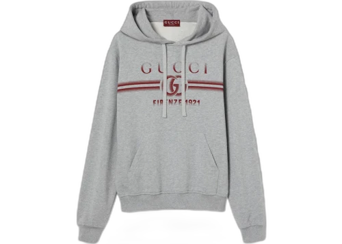 Gucci Cotton Jersey Hooded Sweatshirt Grey Mélange