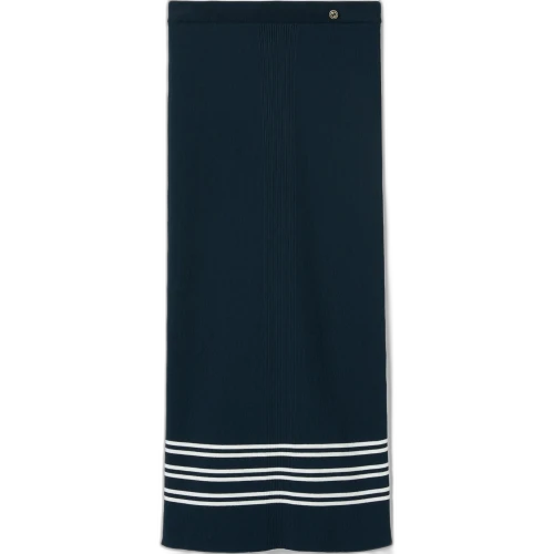 Gucci Stretch Rib Viscose Skirt 'Blue/Ivory'