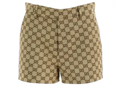 Gucci Logo Shorts Beige And Ebony