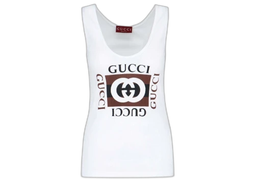 Gucci Logo Print Tank Top White