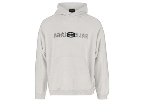 Balenciaga Logo Hoodie Light Grey