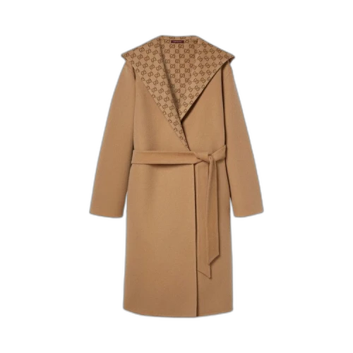 Gucci Silk Wool Blend Coat 'Camel/Brown'