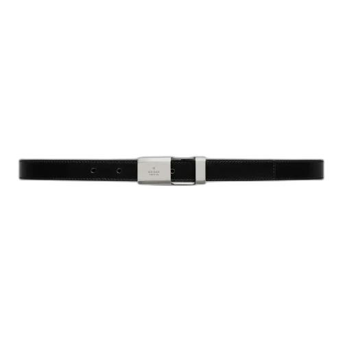 Gucci Plaque Buckle Thin Belt 'Black'