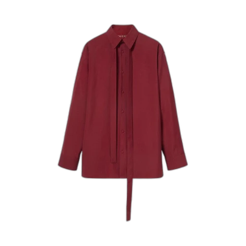 Gucci Oversized Shirt With Detachable Scarf 'Rosso Ancora'