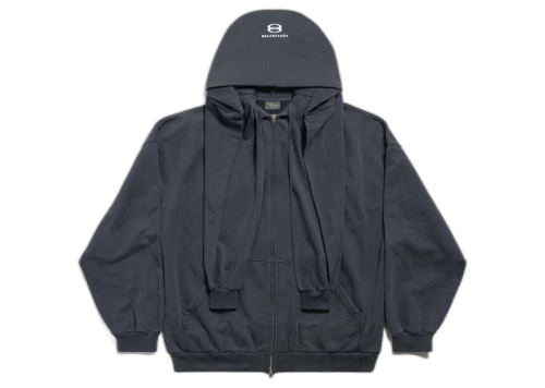 Balenciaga Unity Sports Icon Incognito Zip-Up Oversized Hoodie Dark Blue/White