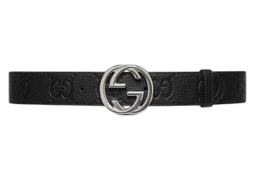 Gucci Wide Interlocking G Buckle Belt Black