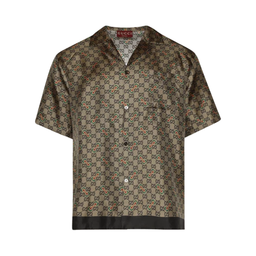 Gucci Monogram Vacation Shirt 'Green/Gold'