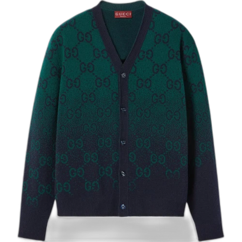 Gucci Degrade Jacquard Cardigan 'Green/Navy'