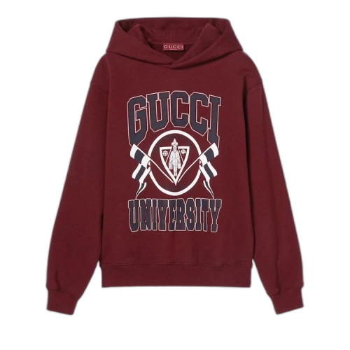Gucci Printed Jersey Hoodie 'Rosso Ancora'
