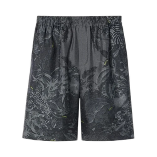 Gucci Flora And Fauna Print Silk Shorts 'Antracite/Black'