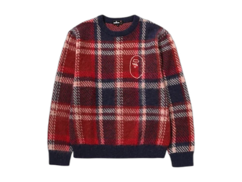 BAPE Mr Bathing Ape Check Sweater Red