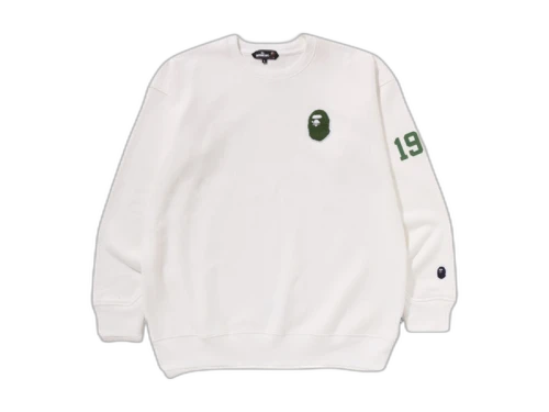 BAPE Pull Over Crewneck Sweat Shirt Ivory