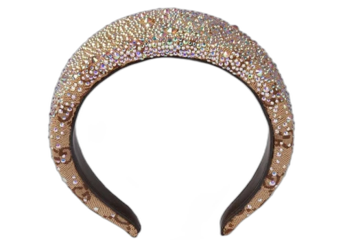 Gucci Crystals GG Canvas Hairband Beige/Dark Brown