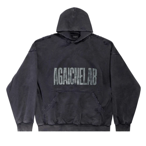 Balenciaga Large Fit Hoodie 'Washed Black/Anthracite'
