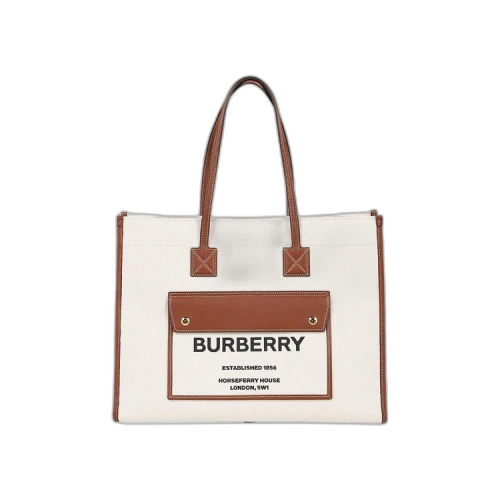 Burberry Medium Two-Tone Canvas & Leather Freya Bag Natural/Tan