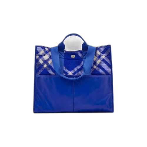 Burberry Check-Pattern Shopper Tote Bag Blue