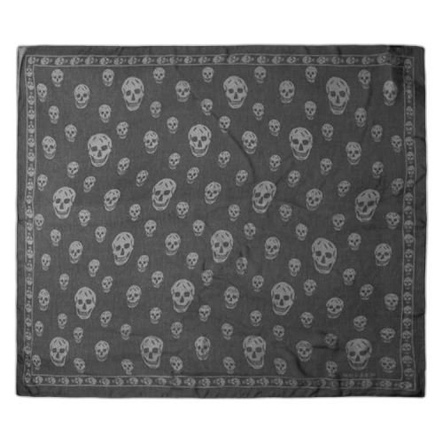 MCQ Skull Silk Scarf 'Black/Ivory'