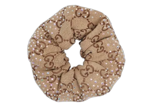 Gucci Crystals GG Canvas Scrunchie Brown/Camel