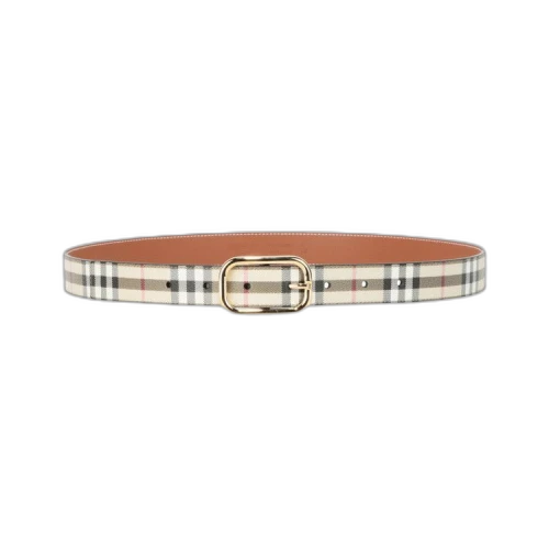 Burberry Check Leather Belt Archive Beige Gold