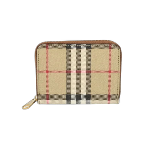 Burberry Small Check Printed Wallet Archive Beige