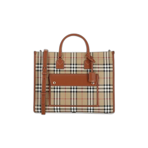 Burberry Medium Freya Tote Vintage Check Briar Brown