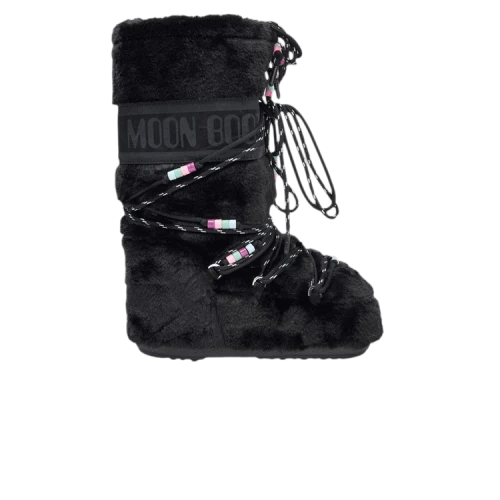Moon Boot Icon Faux-Fur Boot Black Beads