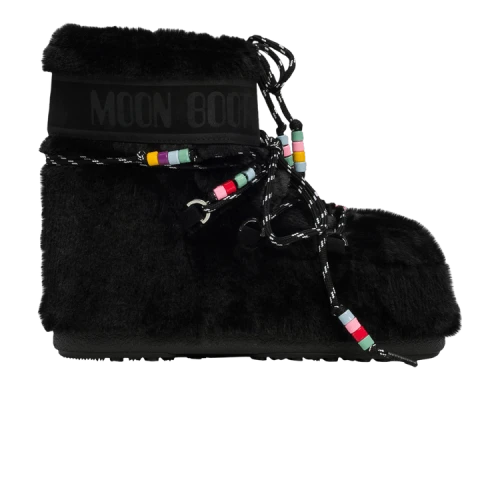 Moon Boot Icon Faux-Fur Low Boot Black Beads