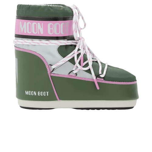 Moon Boot Icon Low Space Racing Forest Green/Silver/Pink (Women's)