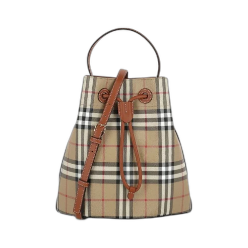 Burberry Small TB Bucket Bag Vintage Check Briar Brown