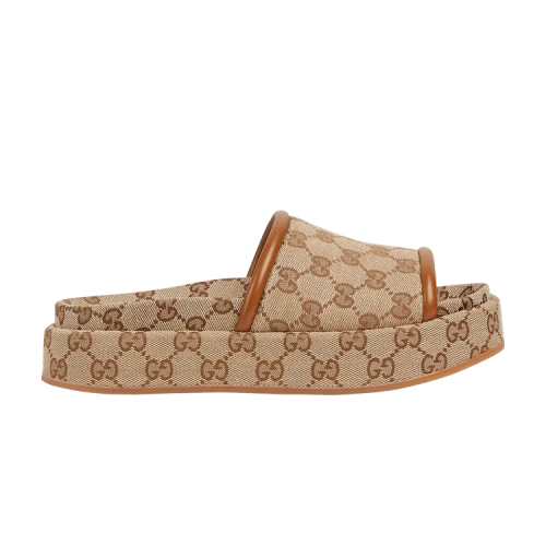 Gucci Platform Sandal 'GG Canvas - Beige Dark Brown' (Women's)