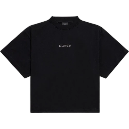 Balenciaga Short-Sleeve Cropped T-Shirt 'Black'