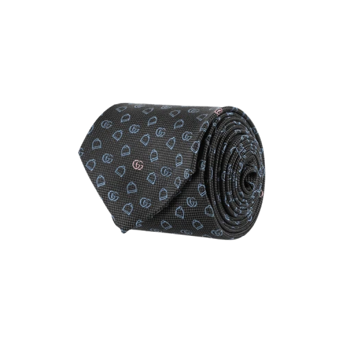 Gucci Silk Jacquard Tie Grey Blue