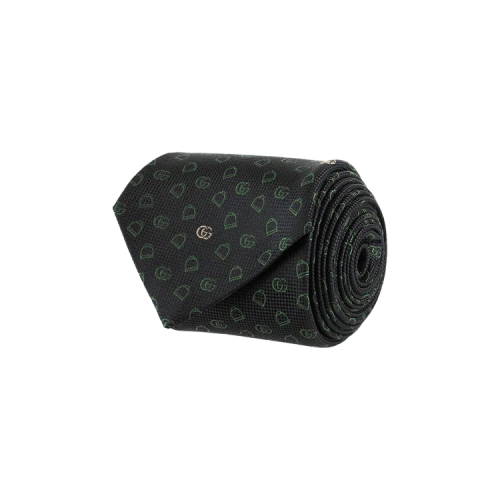 Gucci Silk Jacquard Tie Navy Green