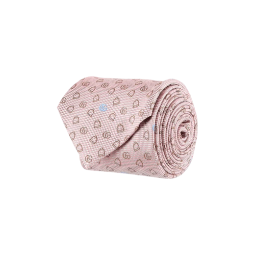 Gucci Silk Jacquard Tie Pink Beige