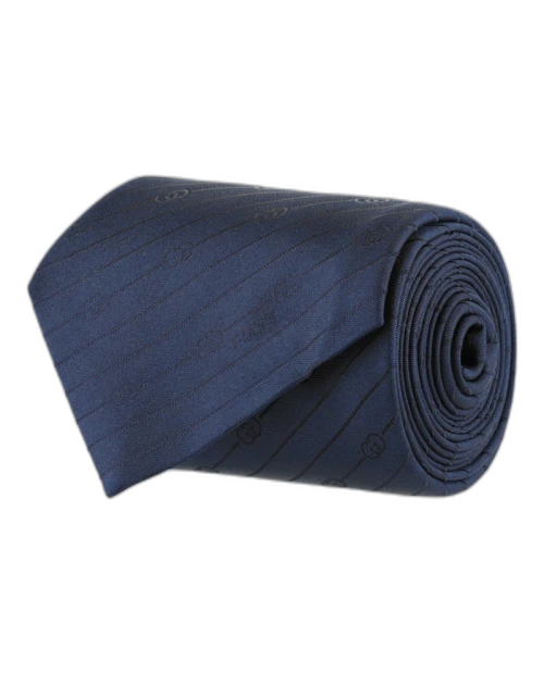 Gucci Interlocking G Silk Jacquard Tie Dark Blue