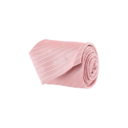 Gucci Interlocking G Silk Jacquard Tie Pink