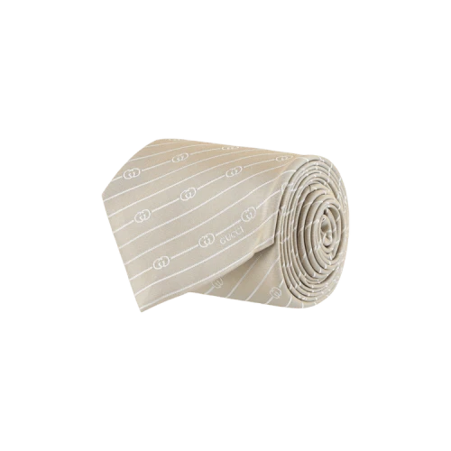 Gucci Interlocking G Silk Jacquard Tie Beige