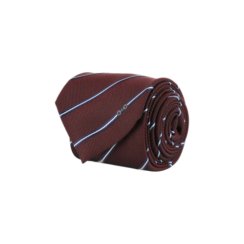 Gucci Striped Horsebit Silk Jacquard Tie Red Blue