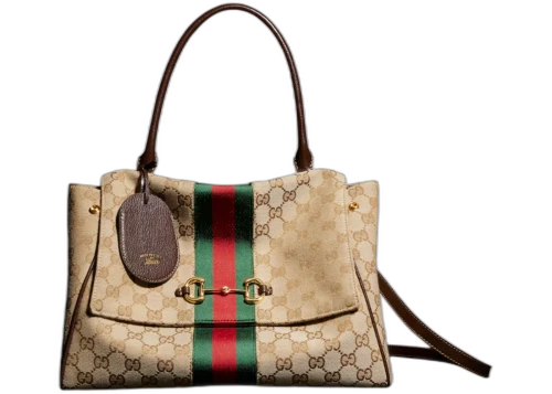 Gucci Paparazzo Medium Top Handle Bag Sand and Brown GG Canvas