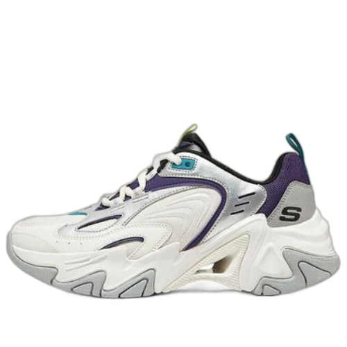 Skechers D'Lites Stamina Shoes 'White Silver Purple' (Women's)